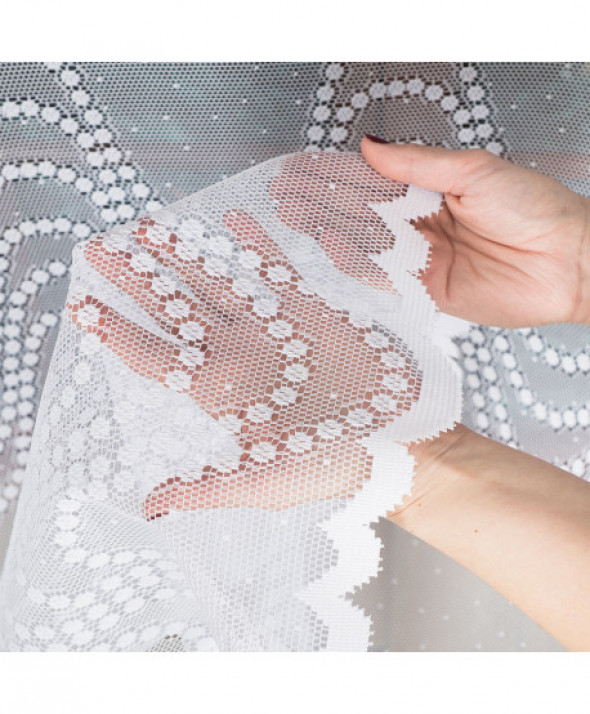 Firanka żakardowa pasowa, kolor 001 biały 004314/000/001/175000/1