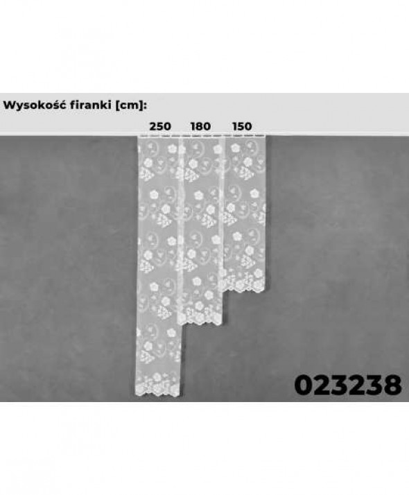 Firanka żakardowa pasowa,150cm, kolor biały 023238 wys.150 cm.