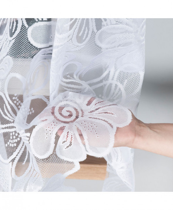 Firanka żakardowa z błyskiem, kolor biały 001 049516/000/001/170000/1