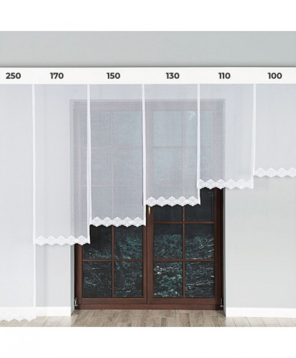 Firanka żakardowa z samym dołem, kolor biały 001 023405/000/001/110000/1