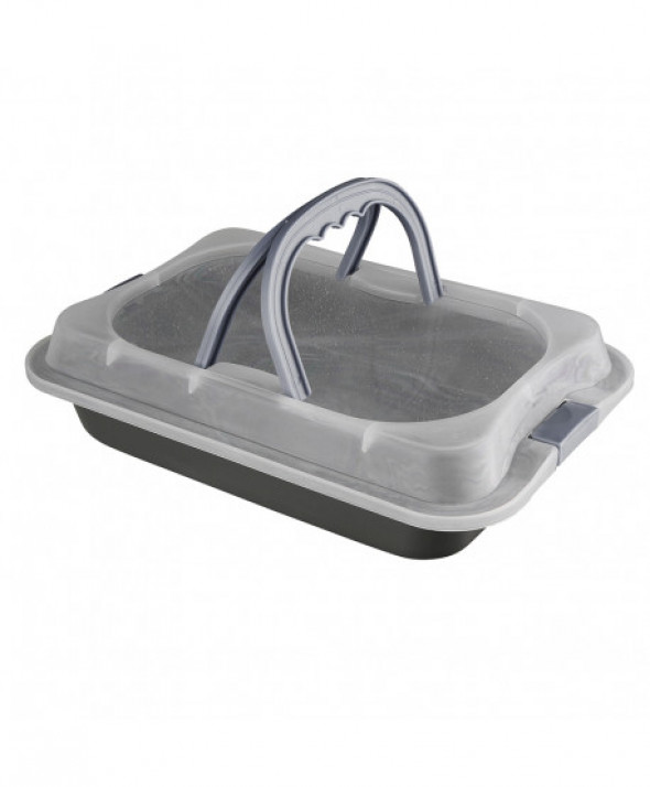 Forma / blacha do pieczenia ciasta z powłoką nieprzywierającą z plastikową pokrywą i uchwytem 36,3 x 24,5 x 5,5 cm