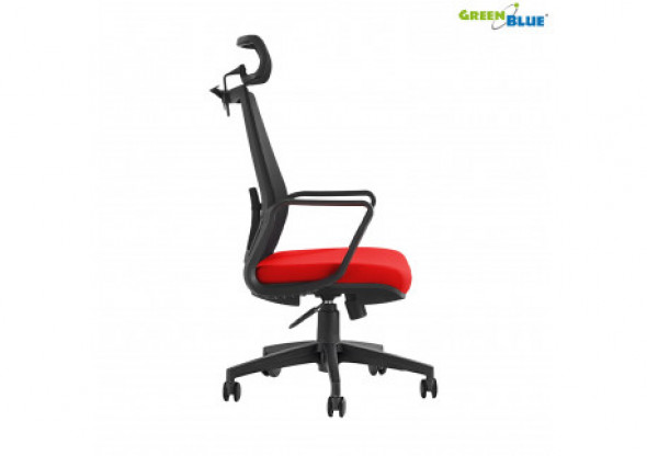 Fotel biurowy ergonomiczny regulowany zagłówek i podparcie pleców, wieszak GreenBlue GB180