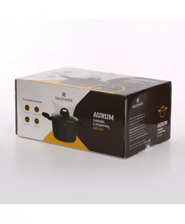 Garnek aluminiowy z pokrywką, powłoka nieprzywierająca Valdinox Aurum 3,2 l