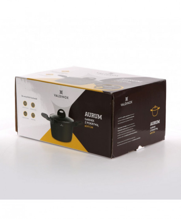 Garnek aluminiowy z pokrywką, powłoka nieprzywierająca Valdinox Aurum 6 l