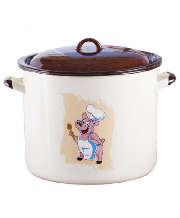 Garnek do bigosu Silesia Rybnik emaliowany z pokrywką kremowy 16,6 l