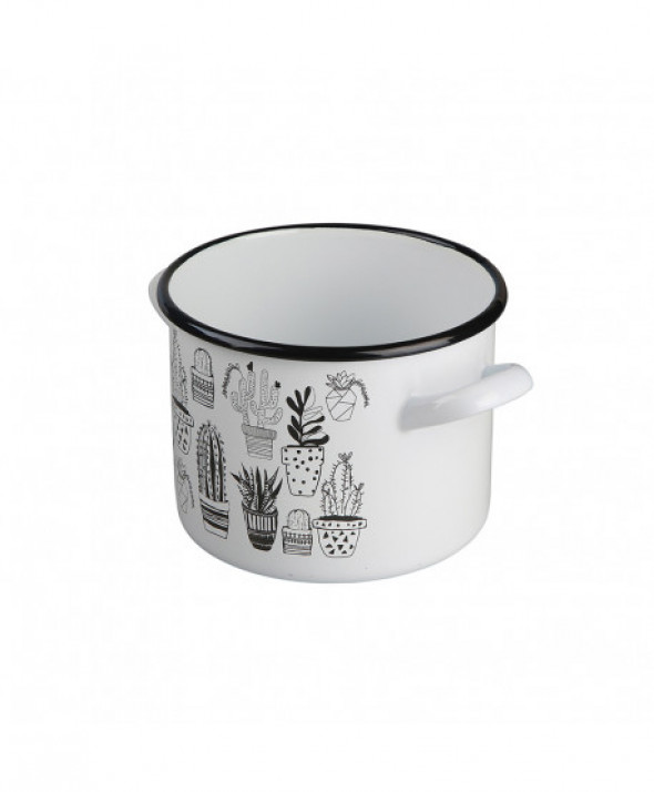 Garnek emaliowany Silesia Rybnik Cactus White 2,2 l