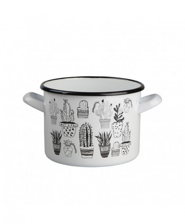 Garnek emaliowany Silesia Rybnik Cactus White 3,3l