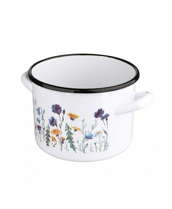 Garnek emaliowany Silesia Rybnik Chabry 4,4 l biały