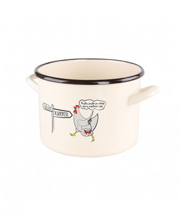 Garnek emaliowany Silesia Rybnik Kokoszka Smakoszka dek. koguciku mój kochany 4,8 l