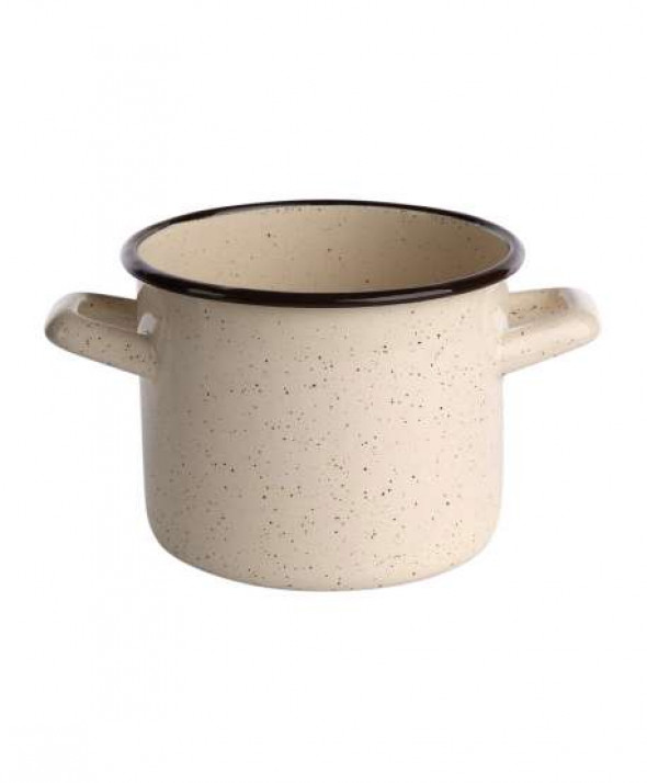 Garnek emaliowany Silesia Rybnik kremowy nakrapiany 1,5 l