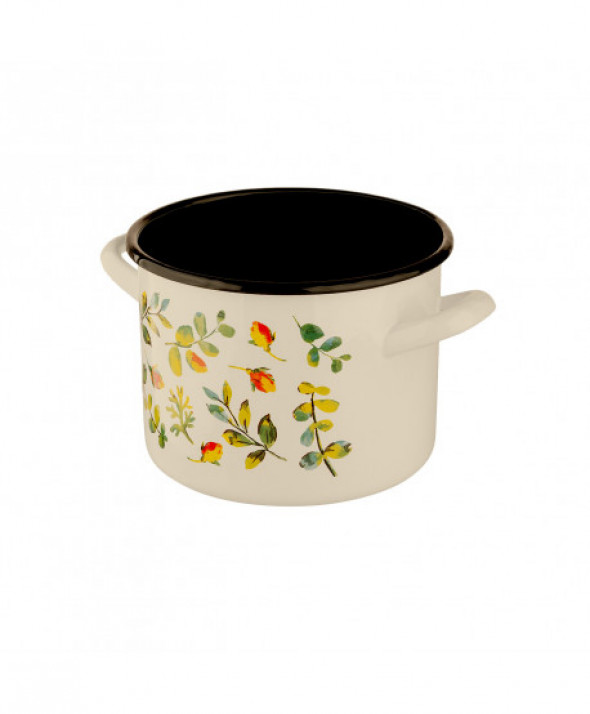 Garnek emaliowany Silesia Rybnik kremowy Pąki Róż 2,4l