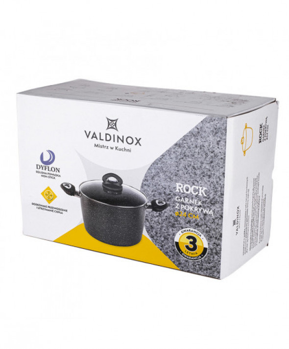 Garnek z pokrywą z powłoką nieprzywierającą Valdinox Rock 6,0 l