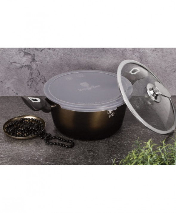 Garnek z pokrywką 20cm 2.5l BERLINGER HAUS BH/6604 Metallic Line Shiny Black Edition