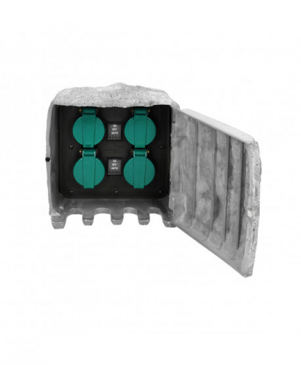 Gniazdo ogrodowe KAMIEŃ, 4x2P+Z, kabel gumowy H07RN-F 3x1,5mm², 3m, 2 tryby pracy: automatyczny (max.1100W)/ręczny (max.3680W)