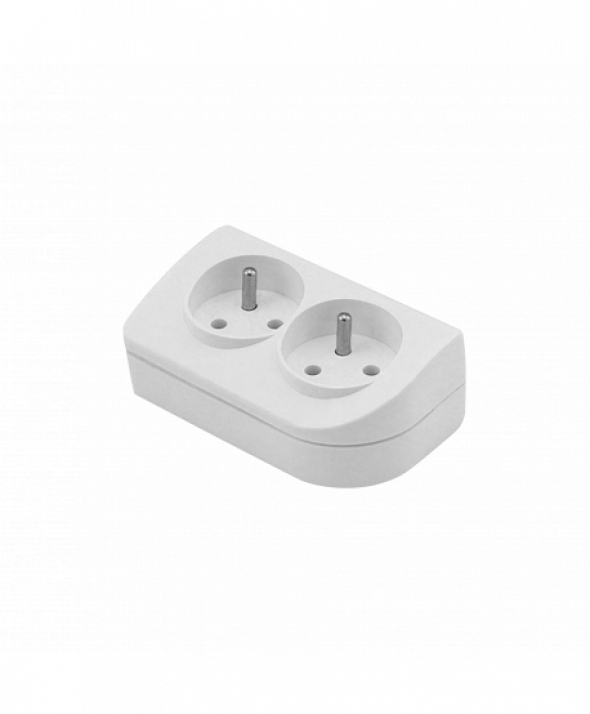 Gniazdo przedłużacza x 2 z uziemieniem białe GN-20