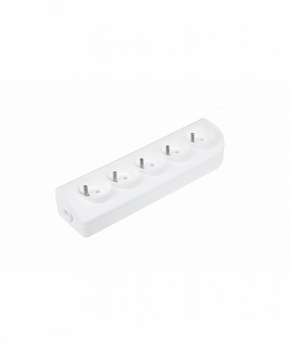 Gniazdo przedłużacza x 5 z uziemieniem białe GN-50