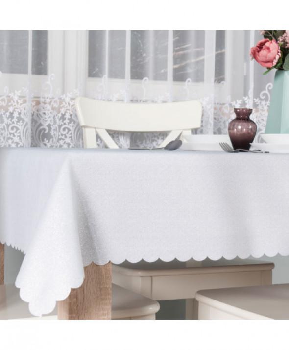 HARPER Obrus wodoodporny, 140x180cm, kolor 001 biały ze srebrnym  lurexem 004767/000/C01/140180/1