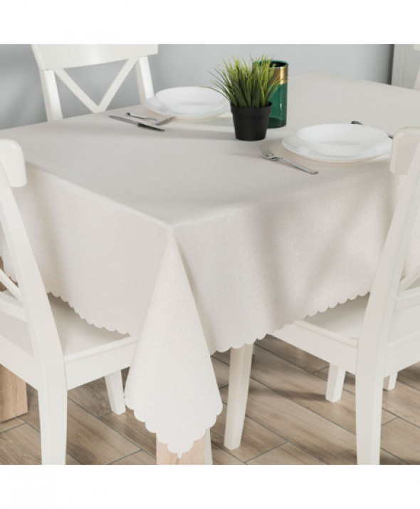 HARPER Obrus wodoodporny, 140x220cm, kolor 003 biały ze złotym lurexem 004767/000/C03/140220/1