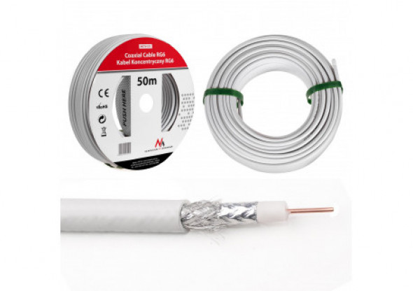 Kabel koncentryczny Maclean  przewód  antenowy satelitarny 1.0CCS RG6 50M   MCTV-571