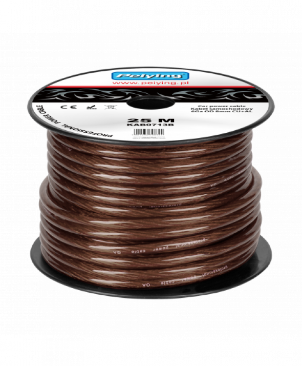 Kabel samochodowy 6Ga OD8mm CU+AL 25m