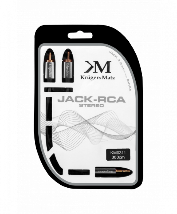 Kabel wtyk jack 3.5 - 2RCA stereo 3.0m Kruger&Matz