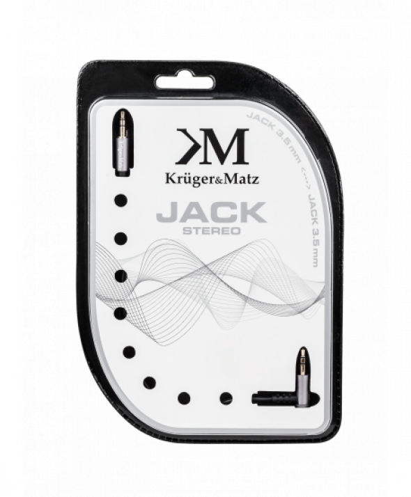 Kabel wtyk kątowy - wtyk prosty  jack 3.5  stereo 1.0m Kruger&Matz