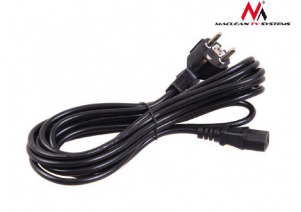 Kabel Zasilający Maclean, Wtyk EU, 3 Pin, 5m, MCTV-801