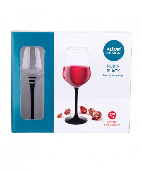 Kieliszki do wina czerwonego Rubin Black 370 ml, komplet 6 szt.