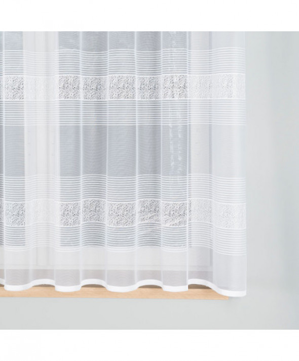 KLAUDYNA Firanka konfekcjonowana, 160x300 cm, kolor 001 biały z szarym 018970/000/P01/160300/1