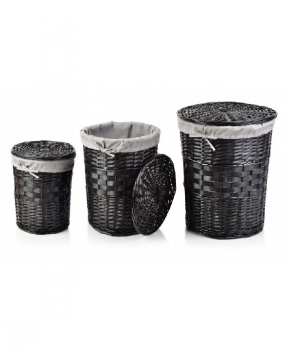 Komplet 3 koszy na bieliznę okrągłe Pino