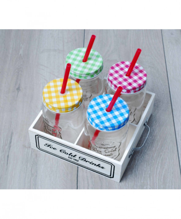 Komplet 4 kubków z rurką 500ml