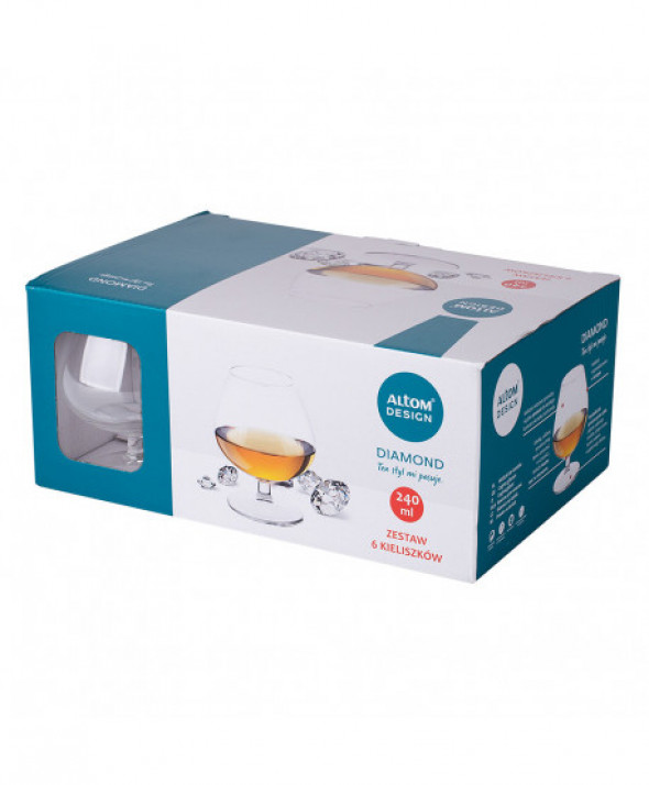 Komplet 6 kieliszków do koniaku i brandy Diamond 240 ml