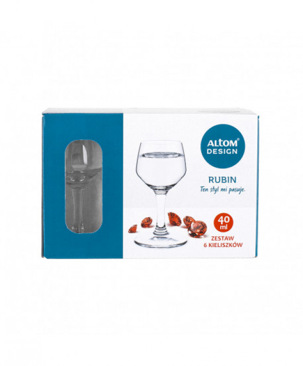 Komplet 6 Kieliszków do wódki Rubin 40 ml