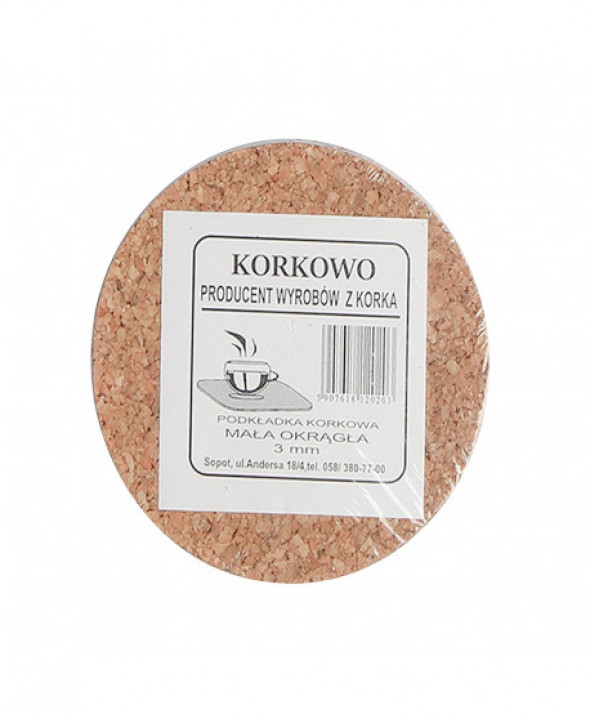 Komplet 6 podkładek / podstawka pod kubek szklankę korkowa okrągła