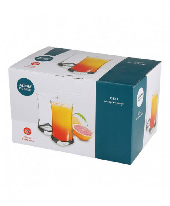 Komplet 6 szklanek do napojów Geo long drink 360 ml