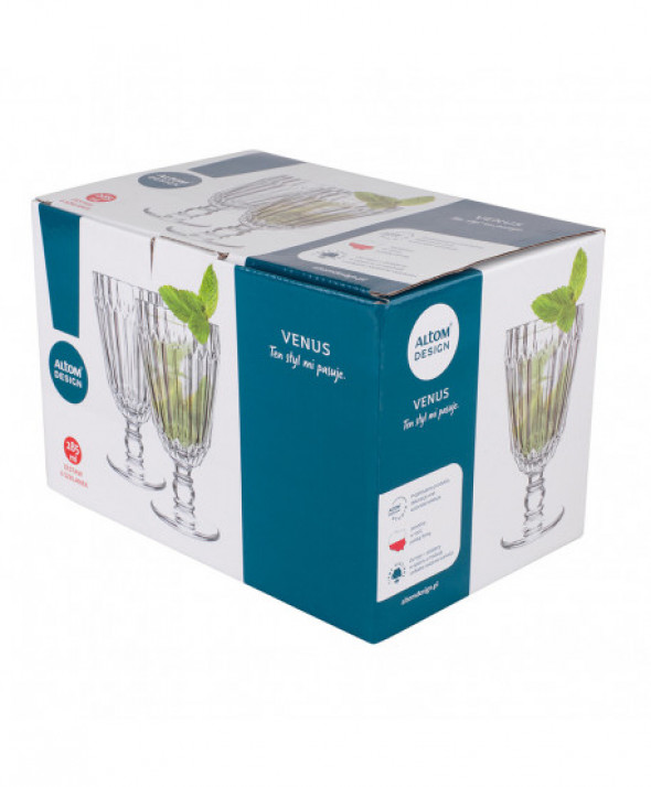 Komplet 6 szklanek do wody i napojów na stópce Venus 285 ml