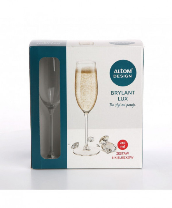 Komplet 6 szt. Kieliszków do szampana Altom Design Brylant Lux 210 ml.