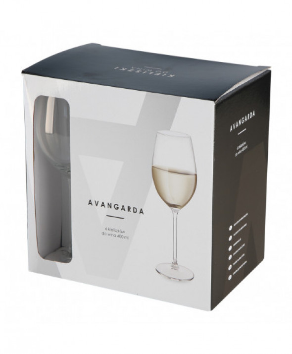 Komplet 6 szt. Kieliszków do wina białego Altom Design Avangarda 400 ml.