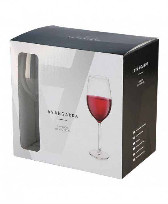 Komplet 6 szt. kieliszków do wina czerwonego Avangarda 520 ml.