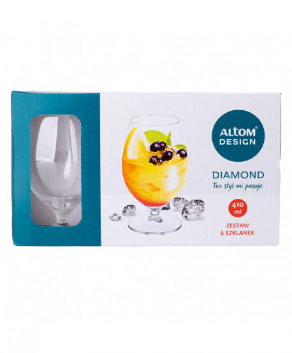 Komplet 6 szt. szklanek do soku / wody Diamond 410 ml
