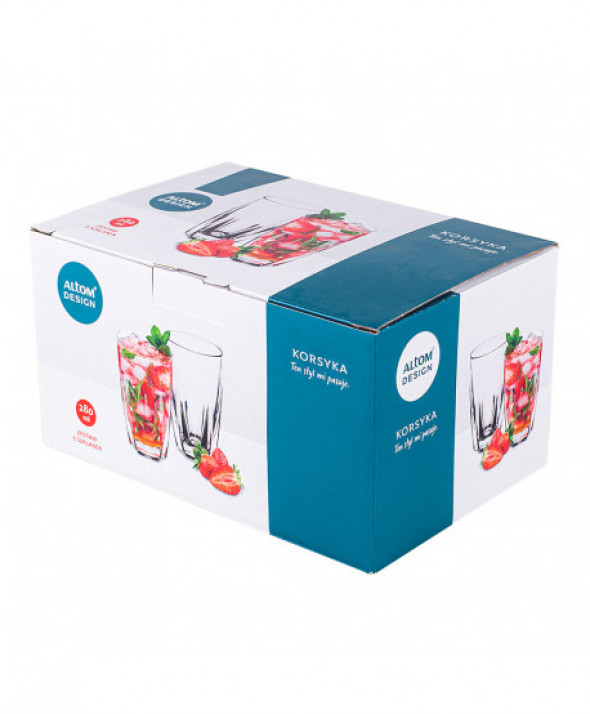 Komplet 6 szt. Szklanek do wody, soków i drinków Korsyka 280 ml.