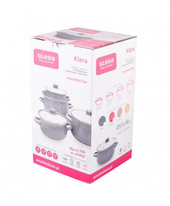 Komplet garnków emaliowanych Silesia Rybnik  Klara żółte