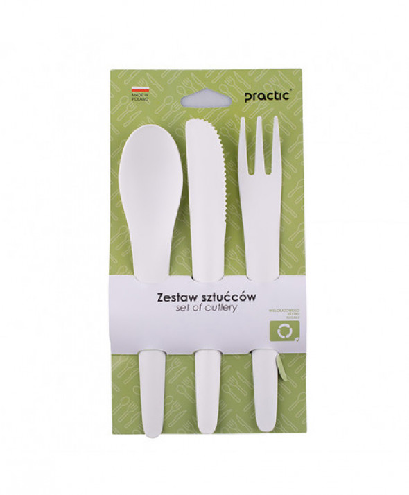Komplet sztućców plastikowych biały