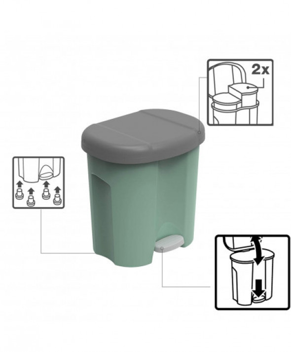 Kosz do segregacji z pedałem Rotho Duo ECO 2x10L zielony