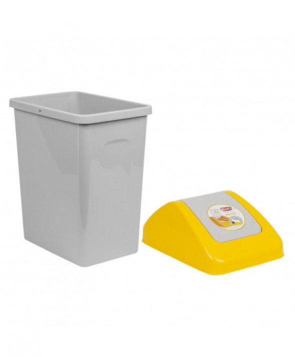 Kosz na śmieci 10l z uchylną pokrywą segregacja BranQ żółty