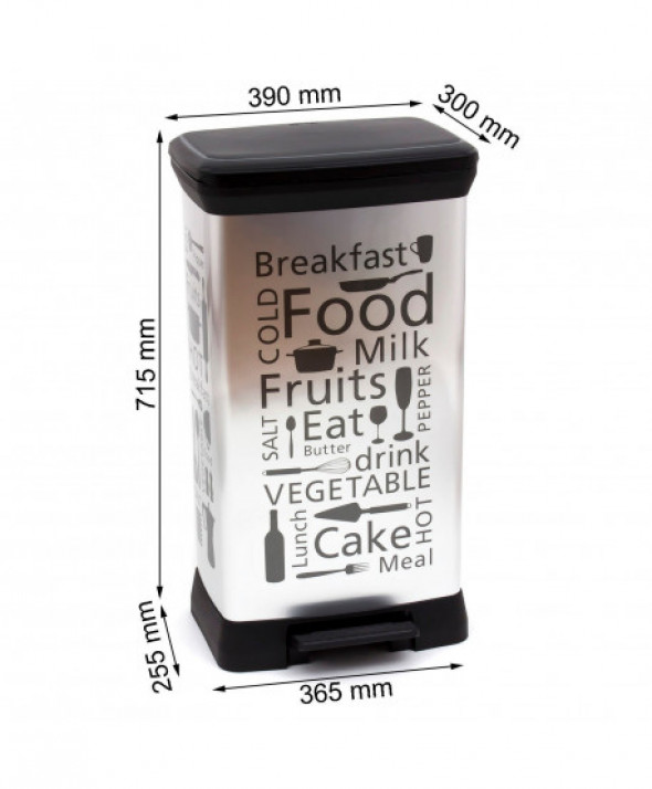 Kosz na śmieci met. z pedałem Curver Kitchen srebr