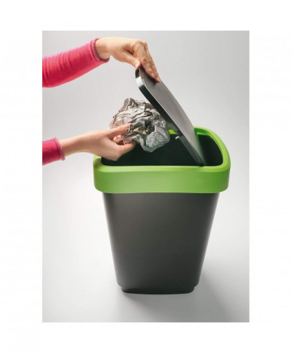 Kosz na śmieci swing Rotho Twist 10L czarno-zielony