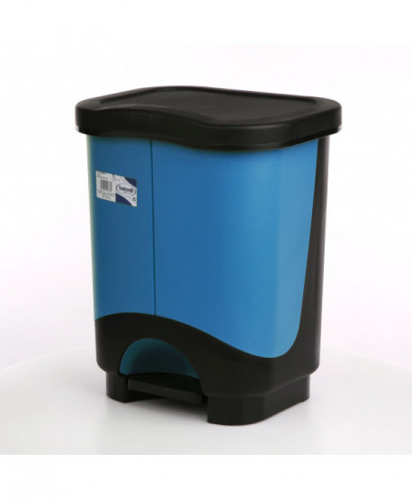 Kosz / pojemnik do segregacji śmieci podwójny z pedałem Tontarelli Idea 2 x 10,5 l niebieski