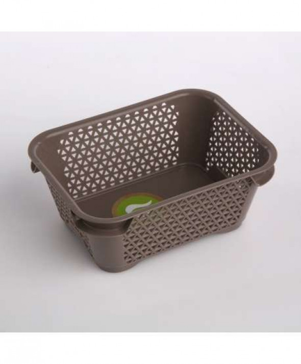 Koszyk do przechowywania Mirko plastikowy szarobrązowy 16 x 12 cm
