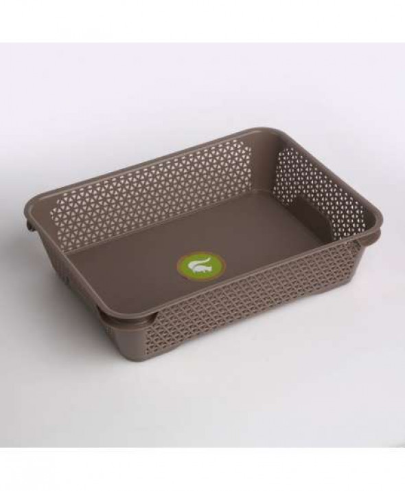 Koszyk do przechowywania Mirko plastikowy szarobrązowy 26,5 x 20 cm